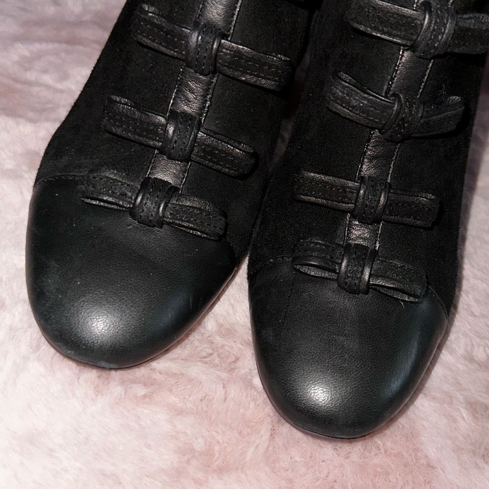 See By Chloe black leather bow front leather block heel booties ankle boot 37.5 - Picture 4 of 16